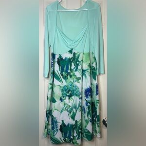 Chiffon Half Sleeve Bolero Jacket Side Zip Closure Maxi Bustier Floral Dress
